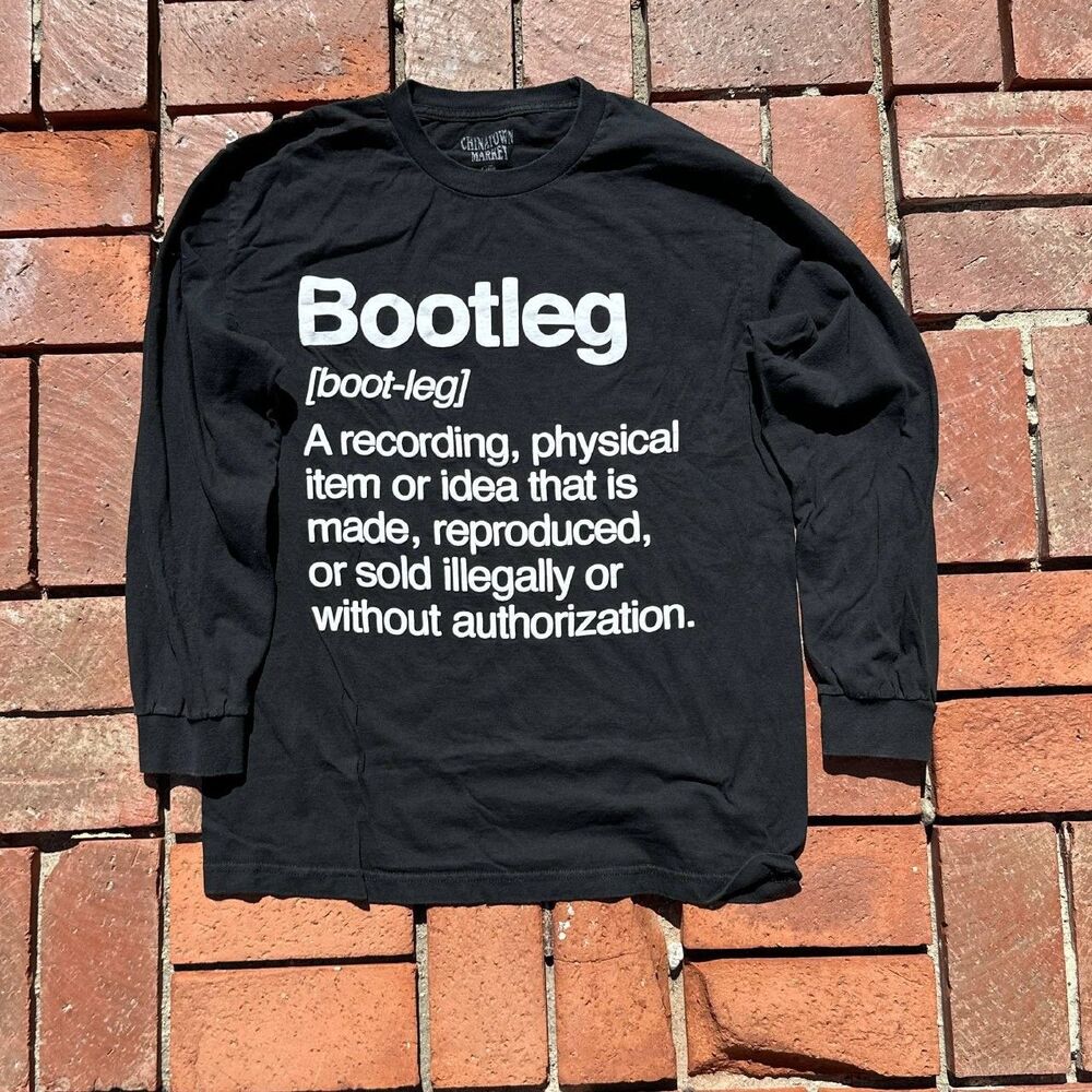 CHINATOWN MARKET CTM BOOTLEG LONG SLEEVE T SHIRT BLACK SIZE LARGE